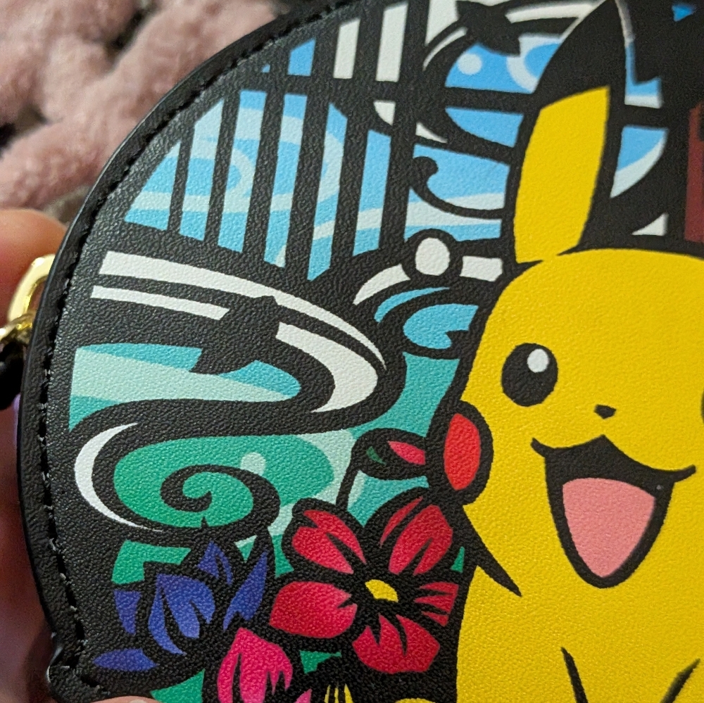 Loungefly Pokemon Pikachu Floral Coin Purse Purple - Picture 9 of 13